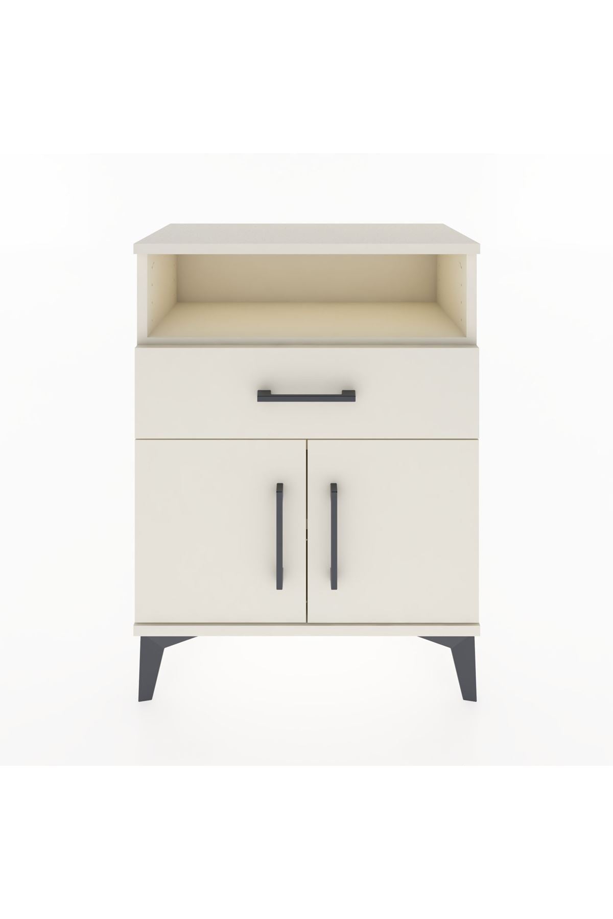 Arges Komodin Tek Raflı 2 Çekmeceli 2 Kapaklı 60x30x80 Aytaşı-Aytaşı