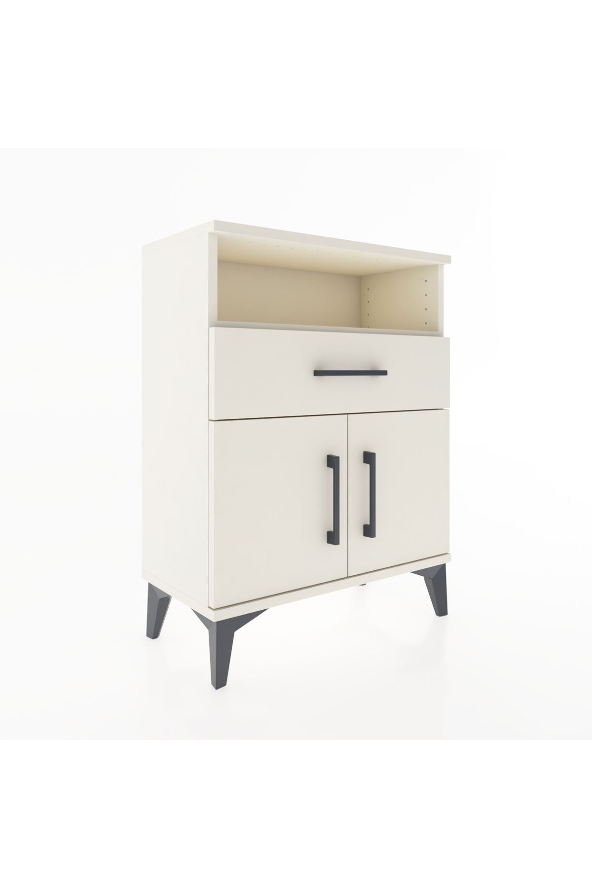 Arges Komodin Tek Raflı 2 Çekmeceli 2 Kapaklı 60x30x80 Aytaşı-Aytaşı