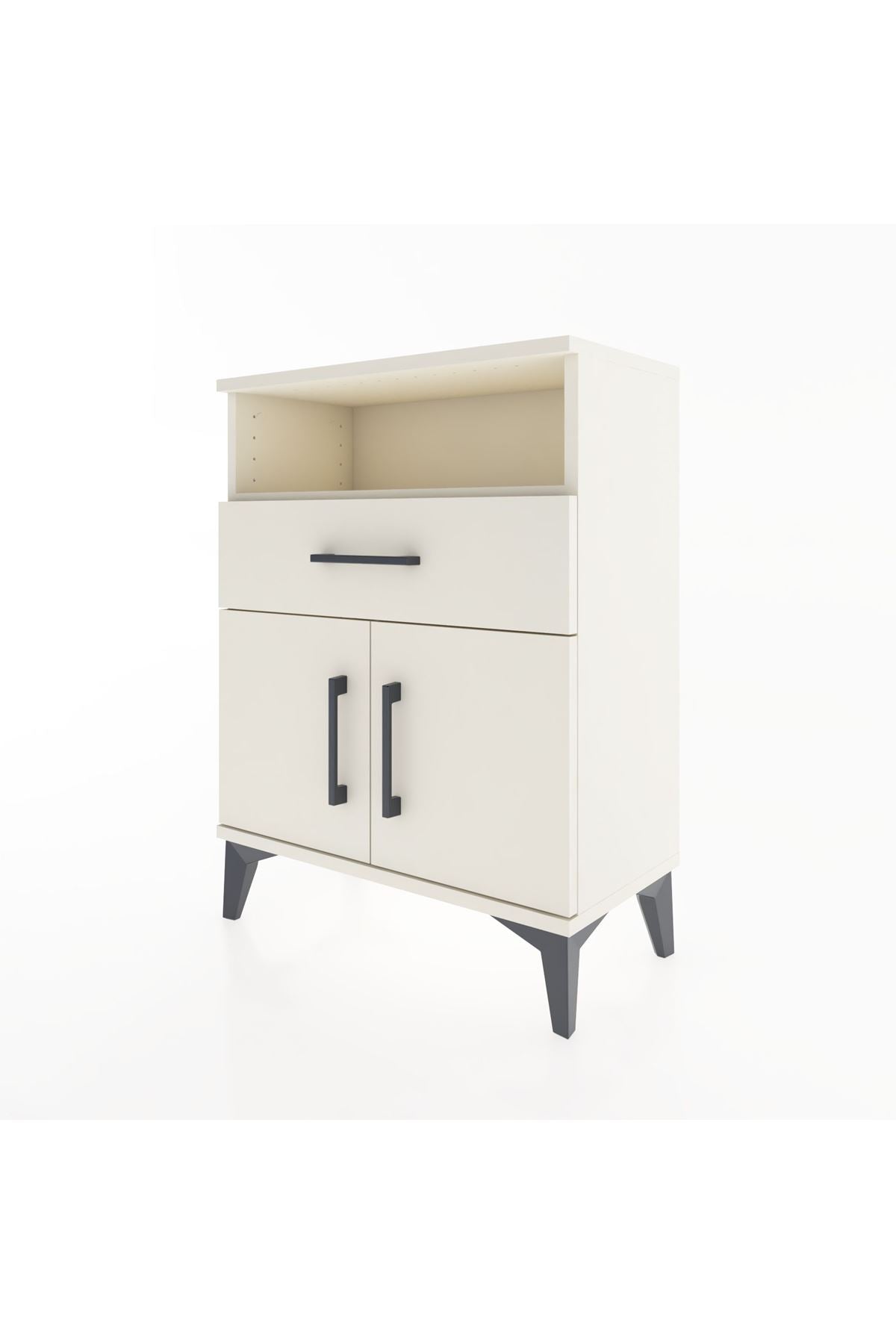 Arges Komodin Tek Raflı 2 Çekmeceli 2 Kapaklı 60x30x80 Aytaşı-Aytaşı