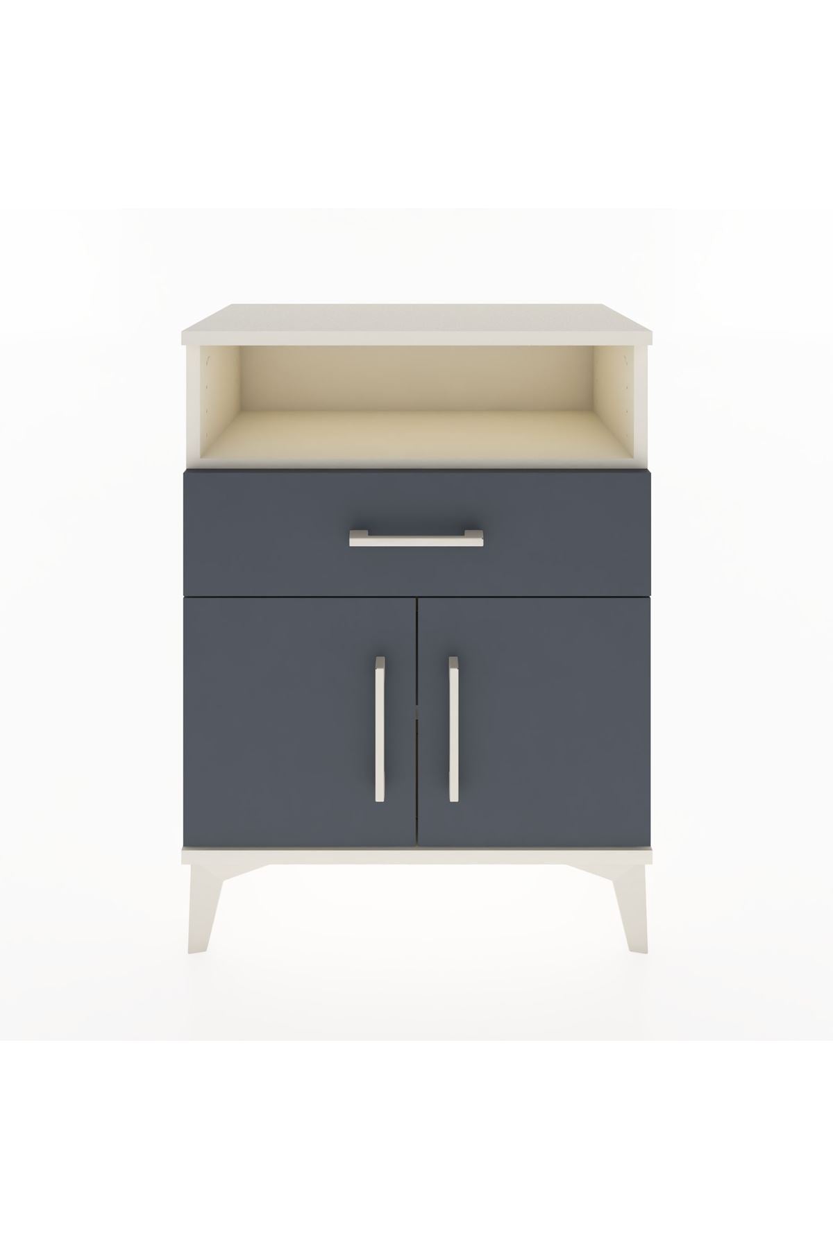 Arges Komodin Tek Raflı 2 Çekmeceli 2 Kapaklı 60x30x80 Aytaşı-Antrasit