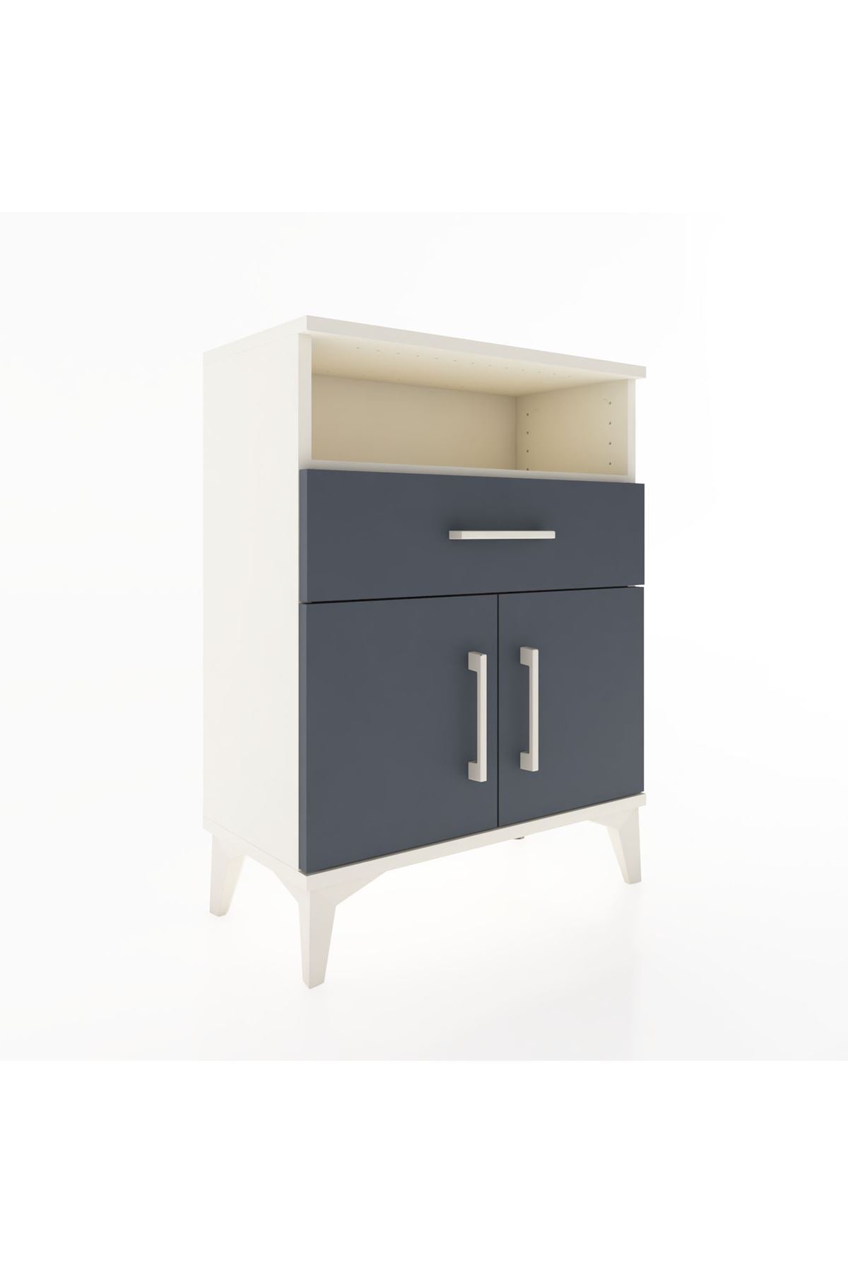 Arges Komodin Tek Raflı 2 Çekmeceli 2 Kapaklı 60x30x80 Aytaşı-Antrasit