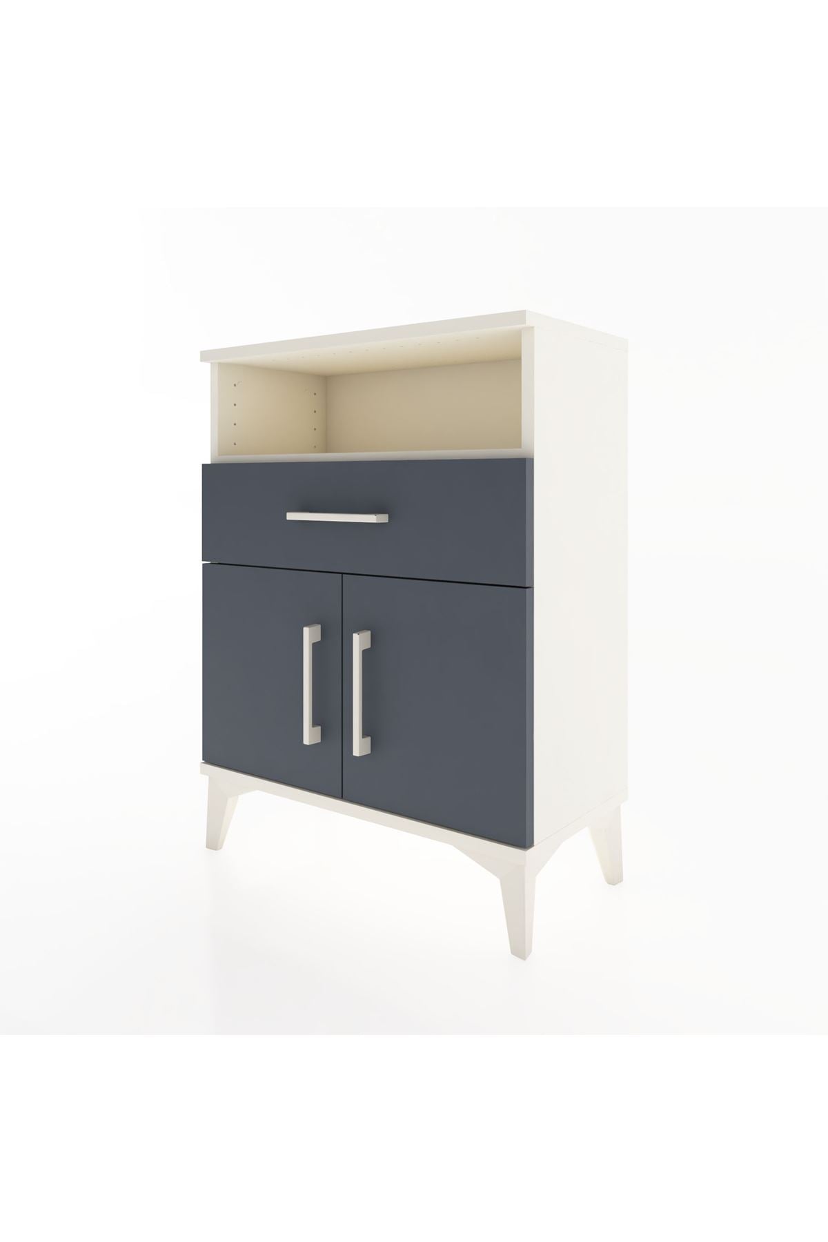 Arges Komodin Tek Raflı 2 Çekmeceli 2 Kapaklı 60x30x80 Aytaşı-Antrasit