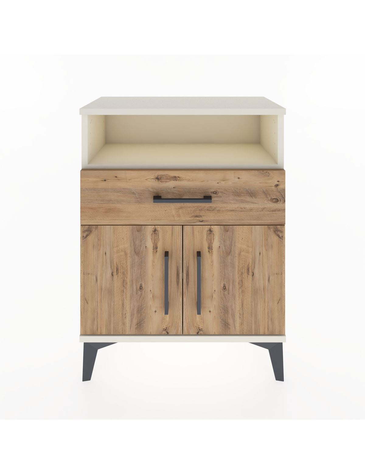 Arges Komodin Tek Raflı 2 Çekmeceli 2 Kapaklı 60x30x80 Aytaşı-Çam