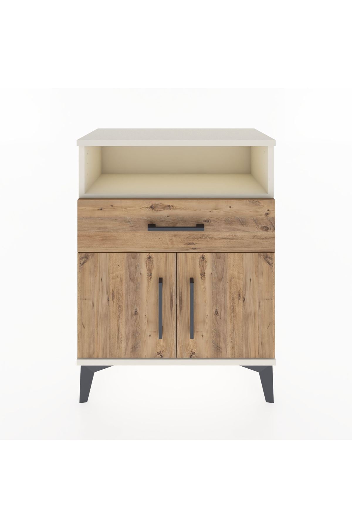 Arges Komodin Tek Raflı 2 Çekmeceli 2 Kapaklı 60x30x80 Aytaşı-Çam