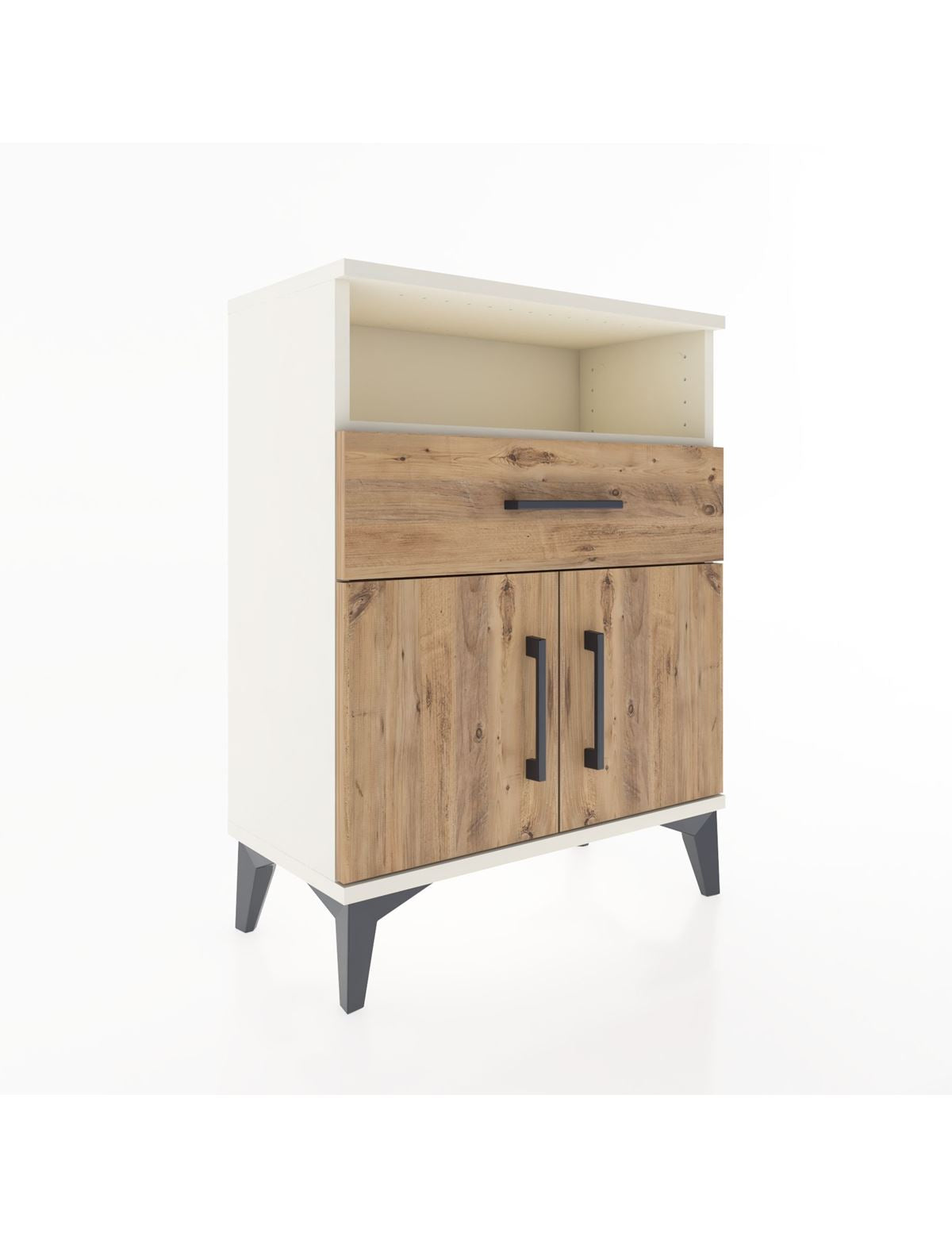 Arges Komodin Tek Raflı 2 Çekmeceli 2 Kapaklı 60x30x80 Aytaşı-Çam