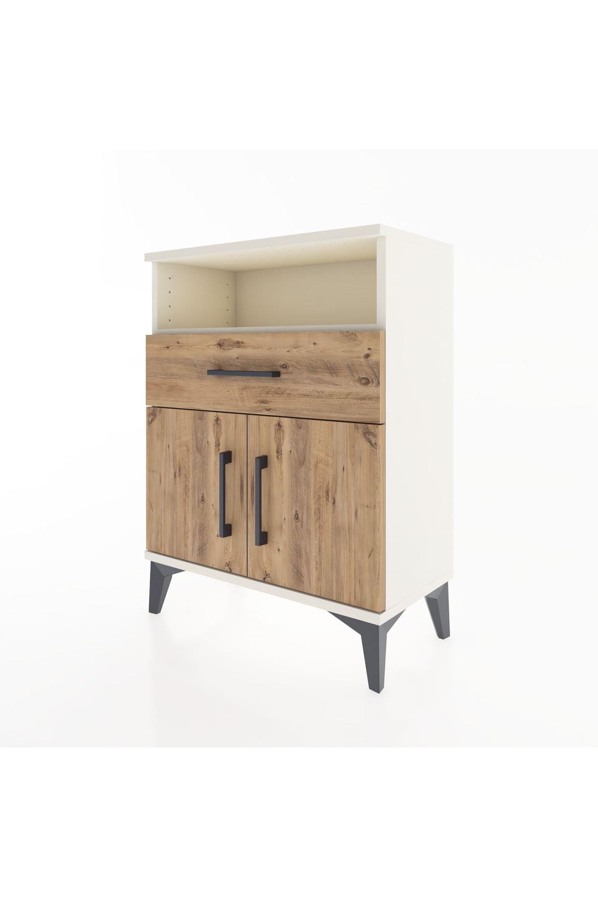 Arges Komodin Tek Raflı 2 Çekmeceli 2 Kapaklı 60x30x80 Aytaşı-Çam