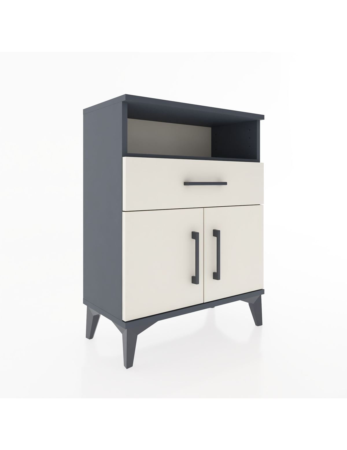 Arges Komodin Tek Raflı 2 Çekmeceli 2 Kapaklı 60x30x80 Antrasit-Aytaşı