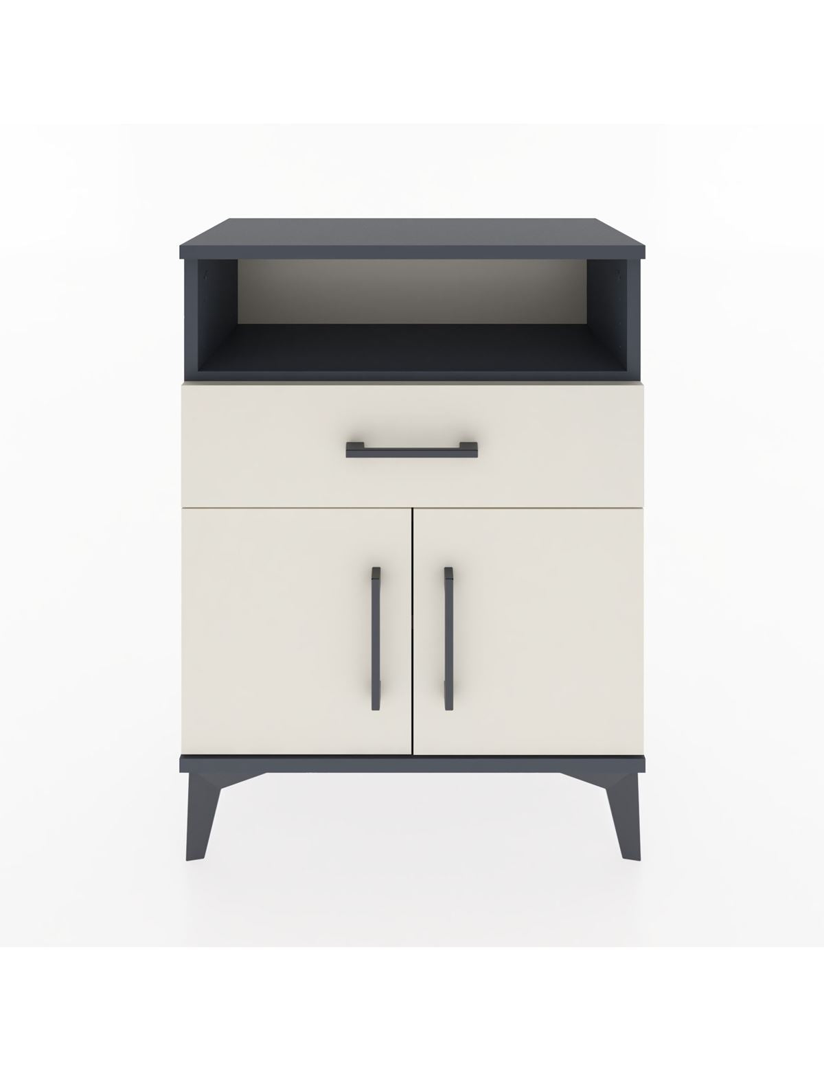 Arges Komodin Tek Raflı 2 Çekmeceli 2 Kapaklı 60x30x80 Antrasit-Aytaşı