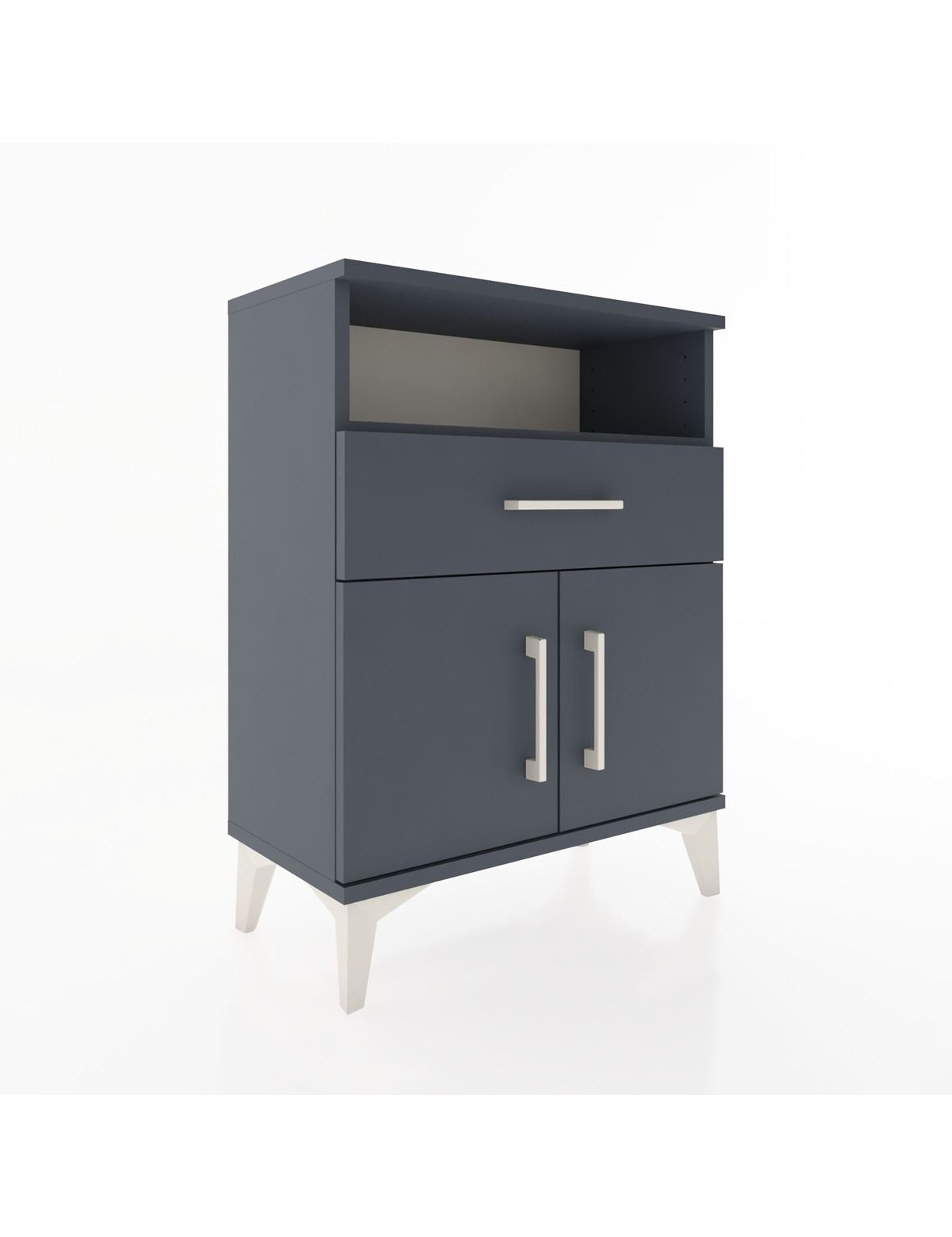 Arges Komodin Tek Raflı 2 Çekmeceli 2 Kapaklı 60x30x80 Antrasit-Antrasit