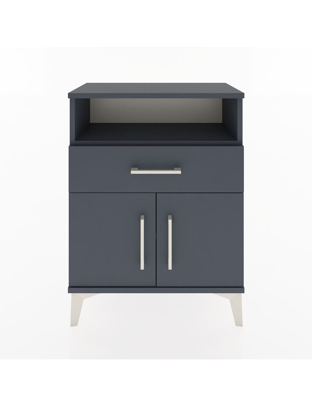 Arges Komodin Tek Raflı 2 Çekmeceli 2 Kapaklı 60x30x80 Antrasit-Antrasit