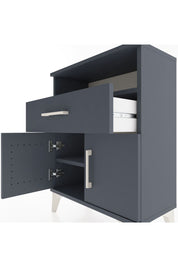 Arges Komodin Tek Raflı 2 Çekmeceli 2 Kapaklı 60x30x80 Antrasit-Antrasit