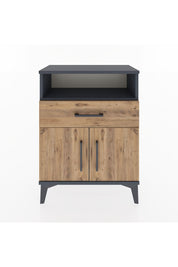 Arges Komodin Tek Raflı 2 Çekmeceli 2 Kapaklı 60x30x80 Antrasit-Çam