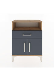 Arges Komodin Tek Raflı 2 Çekmeceli 2 Kapaklı 60x30x80 Çam-Antrasit