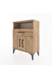Arges Komodin Tek Raflı 2 Çekmeceli 2 Kapaklı 60x30x80 Çam-Çam