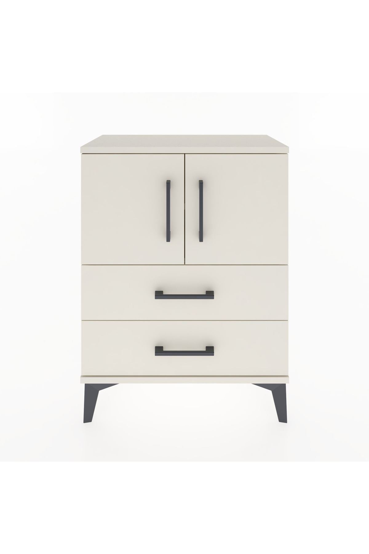 Arges Komodin Tek Raflı Tek Çekmeceli 2 Kapaklı 60x30x80 Aytaşı-Aytaşı