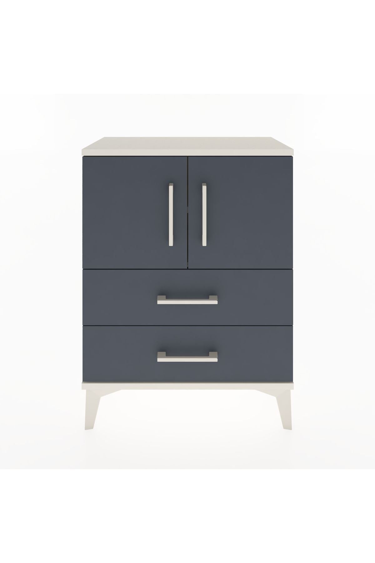 Arges Komodin Tek Raflı Tek Çekmeceli 2 Kapaklı 60x30x80 Aytaşı-Antrasit