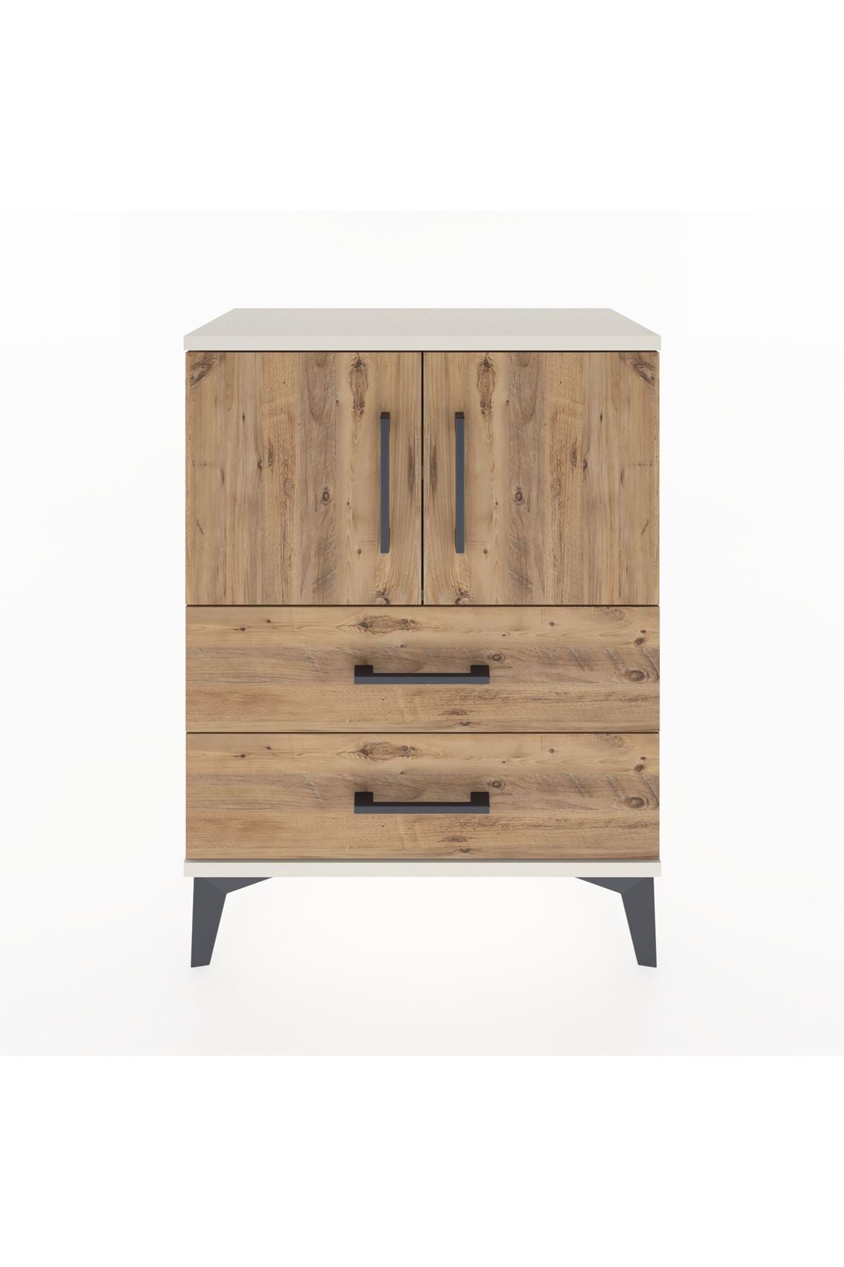 Arges Komodin Tek Raflı Tek Çekmeceli 2 Kapaklı 60x30x80 Aytaşı-Çam