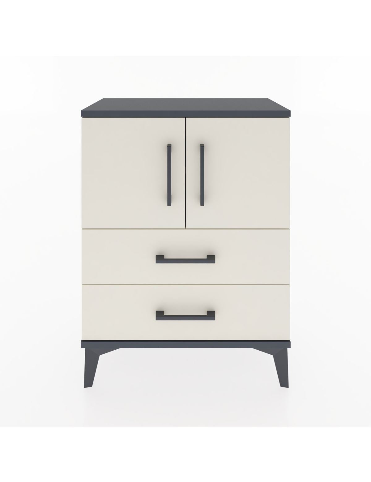 Arges Komodin Tek Raflı Tek Çekmeceli 2 Kapaklı 60x30x80 Antrasit-Aytaşı