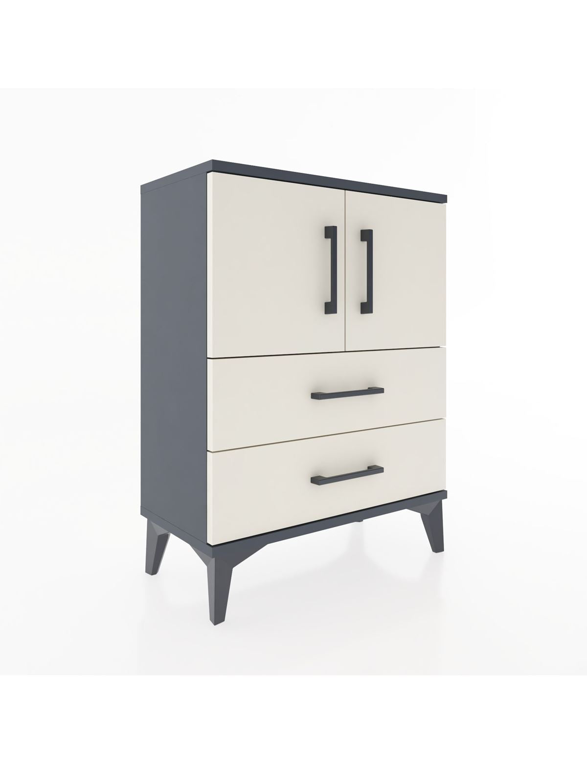 Arges Komodin Tek Raflı Tek Çekmeceli 2 Kapaklı 60x30x80 Antrasit-Aytaşı