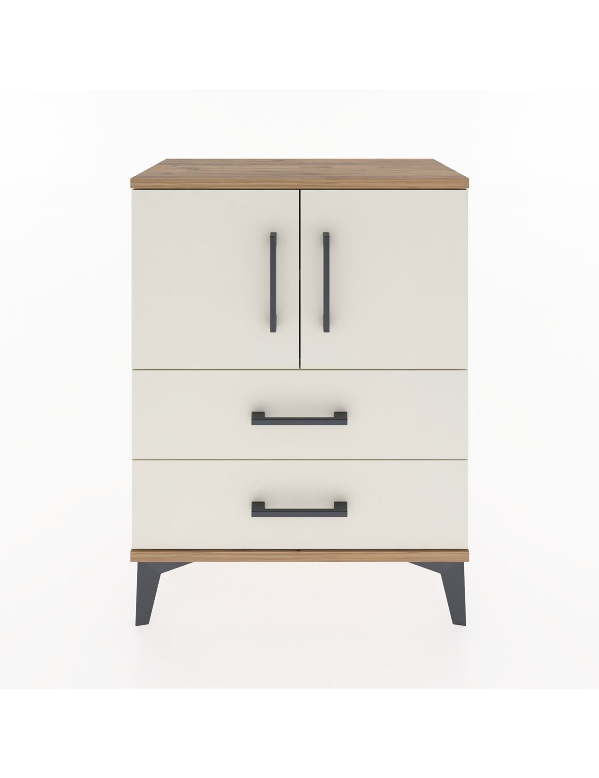 Arges Komodin Tek Raflı Tek Çekmeceli 2 Kapaklı 60x30x80 Çam-Aytaşı