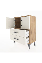 Arges Komodin Tek Raflı Tek Çekmeceli 2 Kapaklı 60x30x80 Çam-Aytaşı