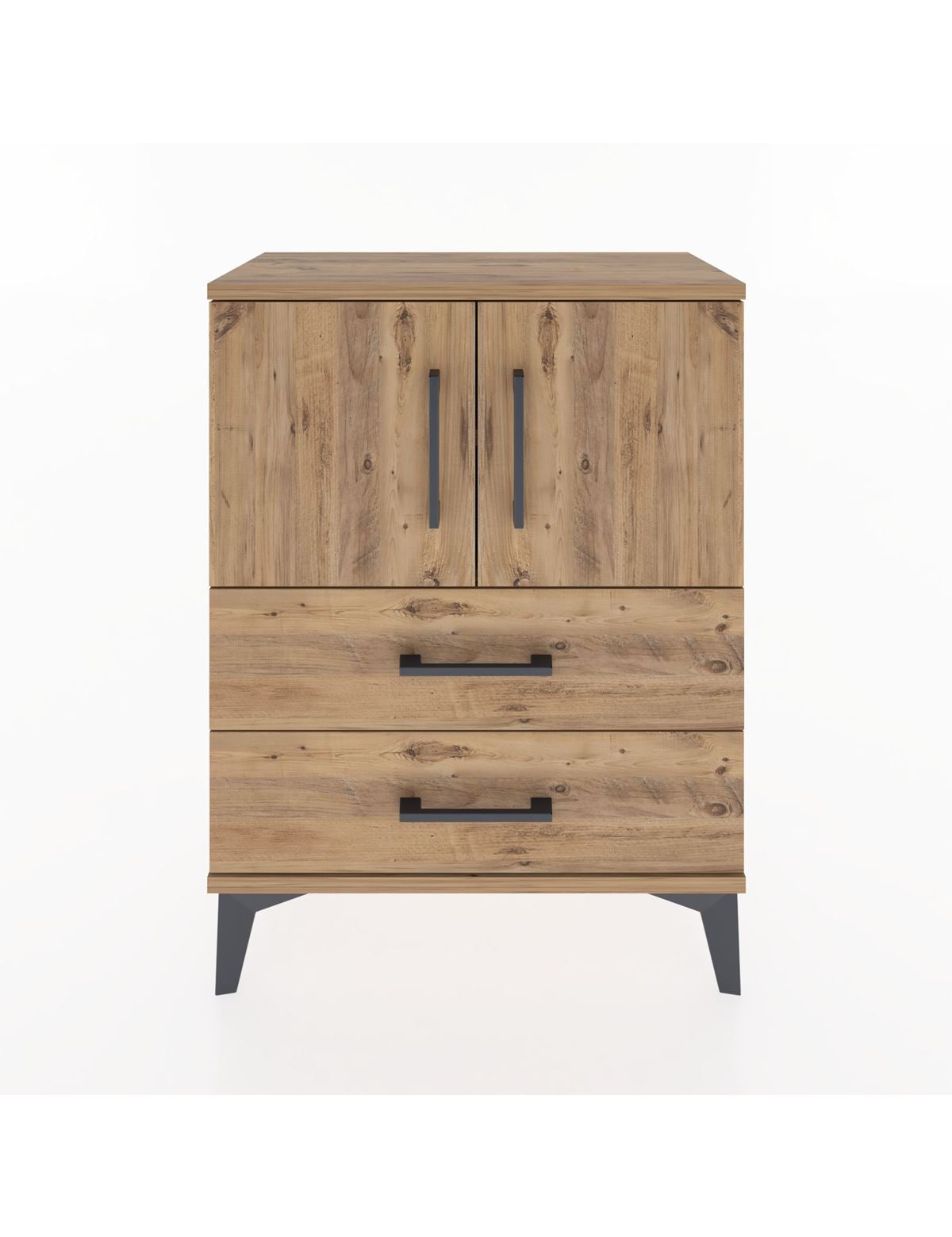 Arges Komodin Tek Raflı Tek Çekmeceli 2 Kapaklı 60x30x80 Çam-Çam