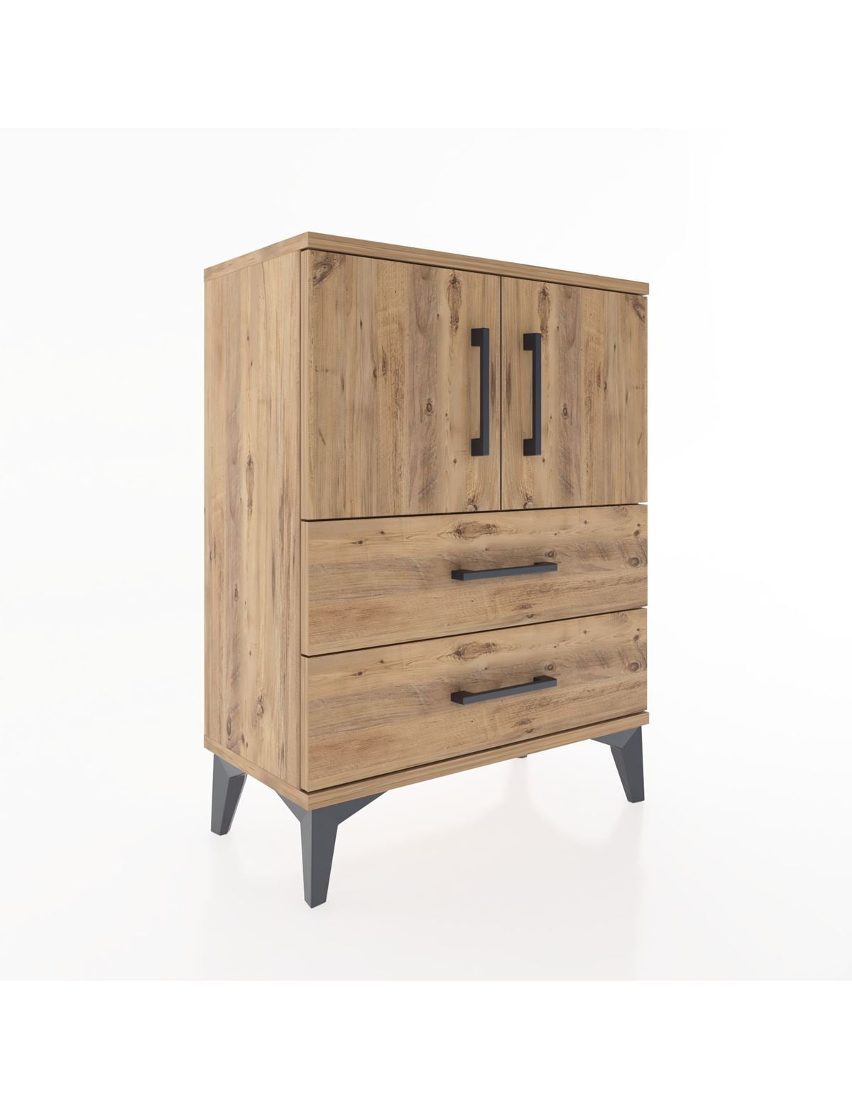 Arges Komodin Tek Raflı Tek Çekmeceli 2 Kapaklı 60x30x80 Çam-Çam