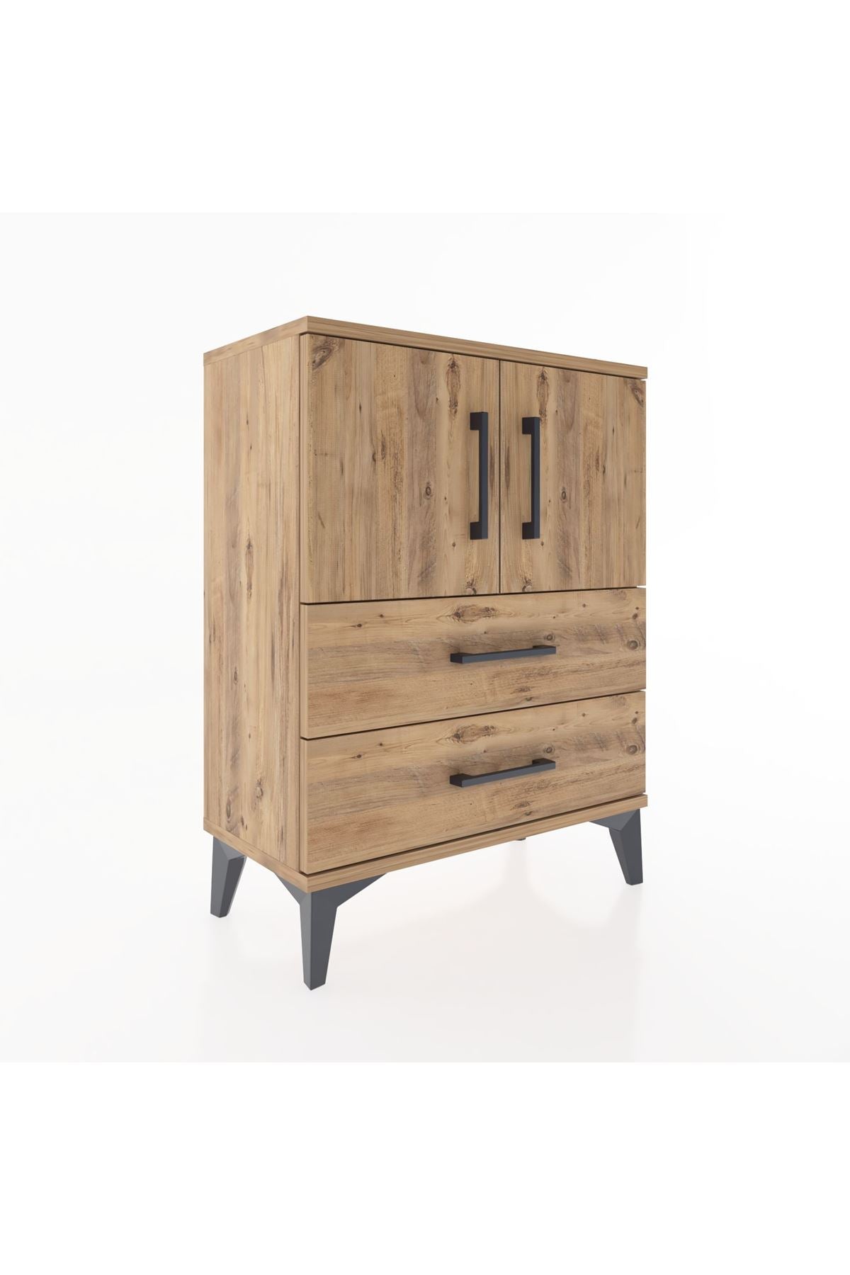 Arges Komodin Tek Raflı Tek Çekmeceli 2 Kapaklı 60x30x80 Çam-Çam