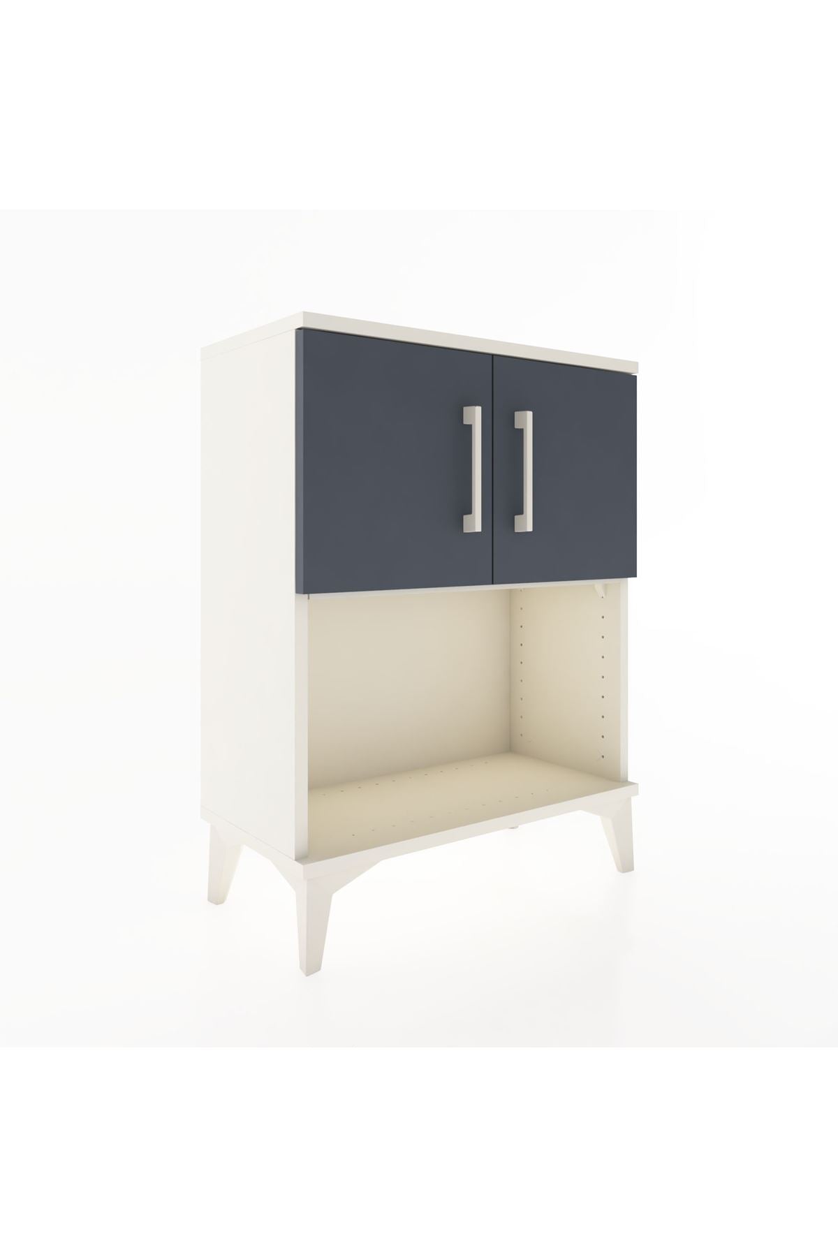 Arges Komodin 2 Raflı 2 Çekmeceli 2 Kapaklı 60x30x80 Aytaşı-Antrasit