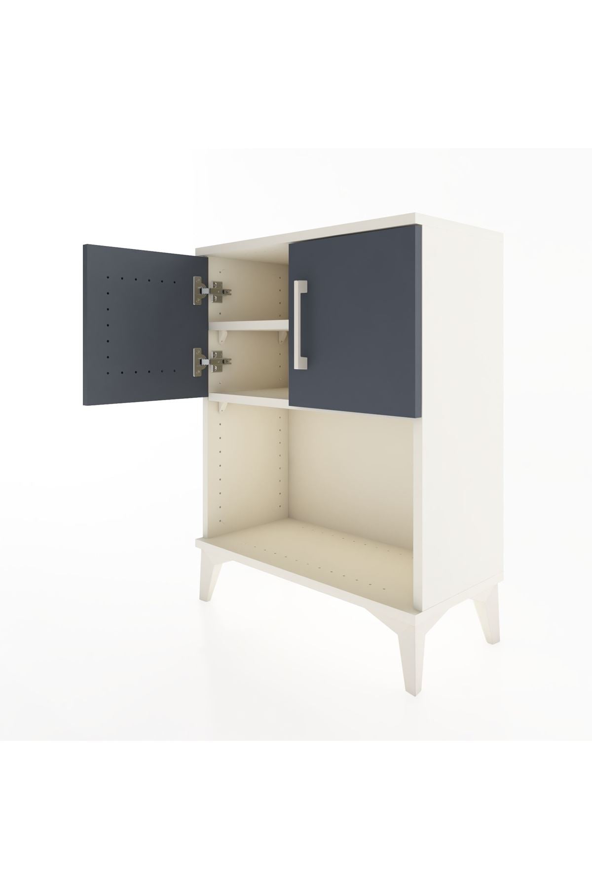 Arges Komodin 2 Raflı 2 Çekmeceli 2 Kapaklı 60x30x80 Aytaşı-Antrasit