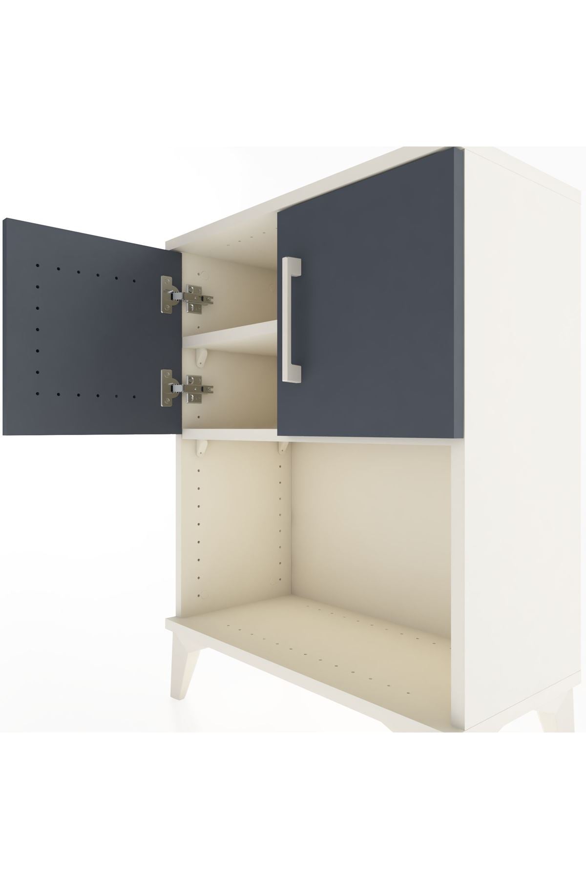 Arges Komodin 2 Raflı 2 Çekmeceli 2 Kapaklı 60x30x80 Aytaşı-Antrasit