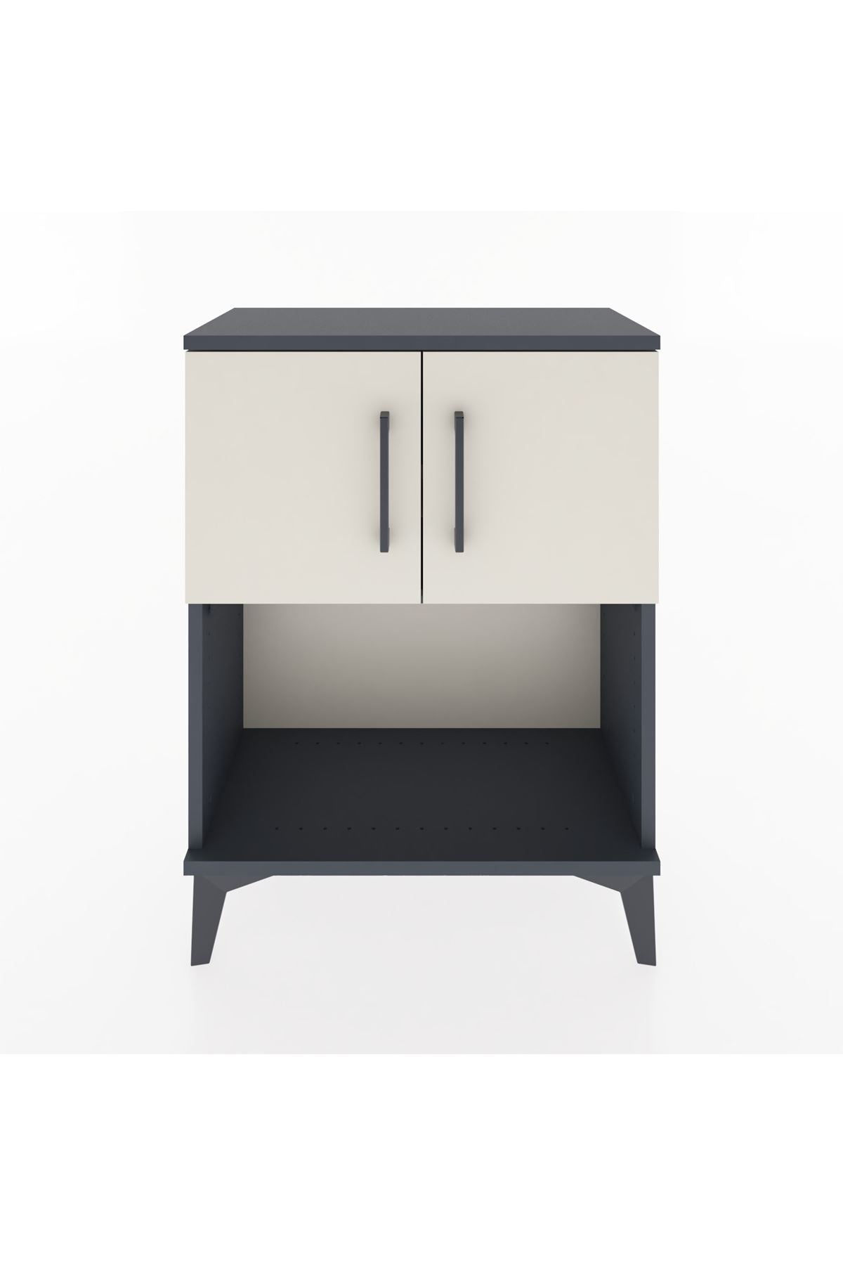 Arges Komodin 2 Raflı 2 Çekmeceli 2 Kapaklı 60x30x80 Antrasit-Aytaşı