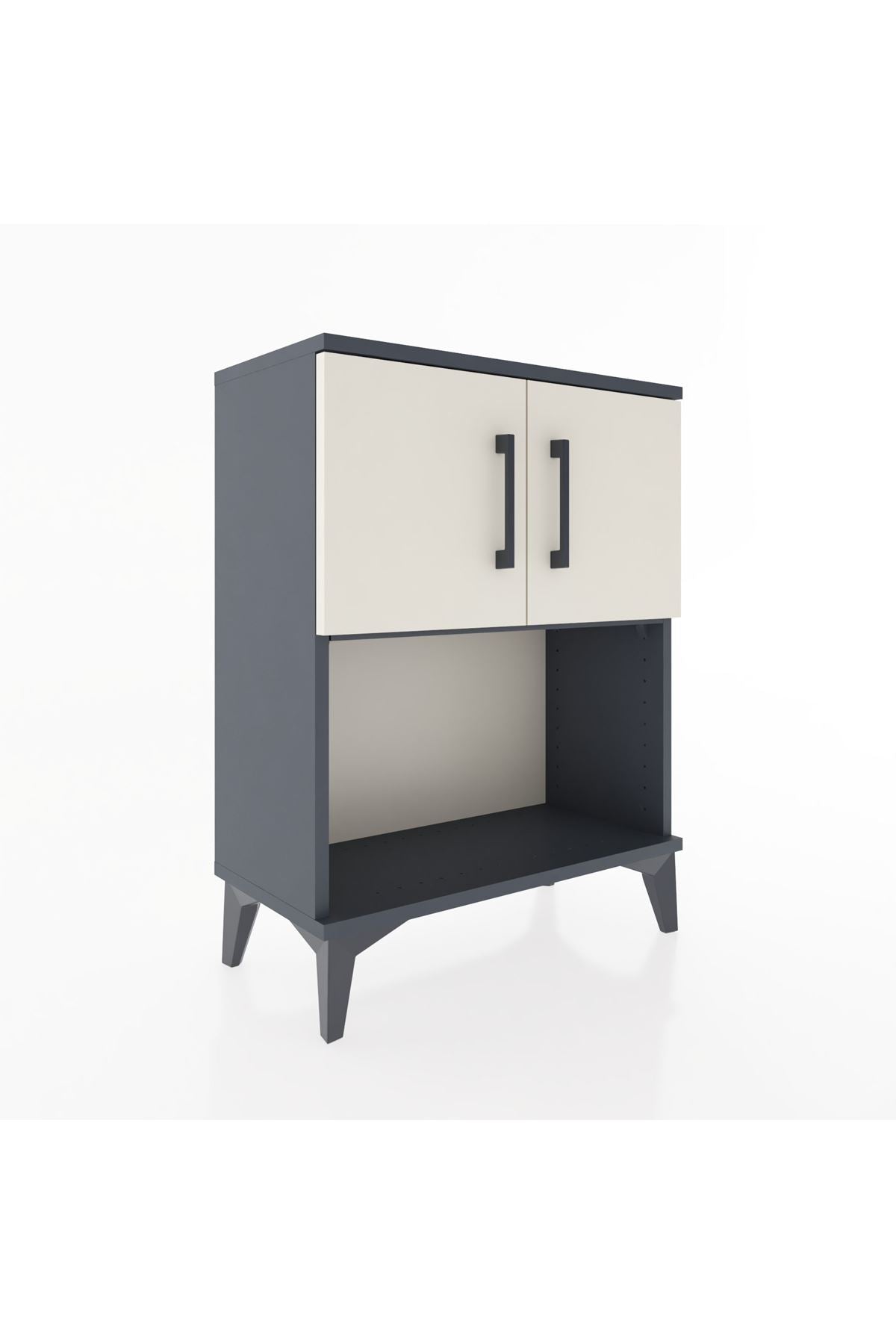 Arges Komodin 2 Raflı 2 Çekmeceli 2 Kapaklı 60x30x80 Antrasit-Aytaşı