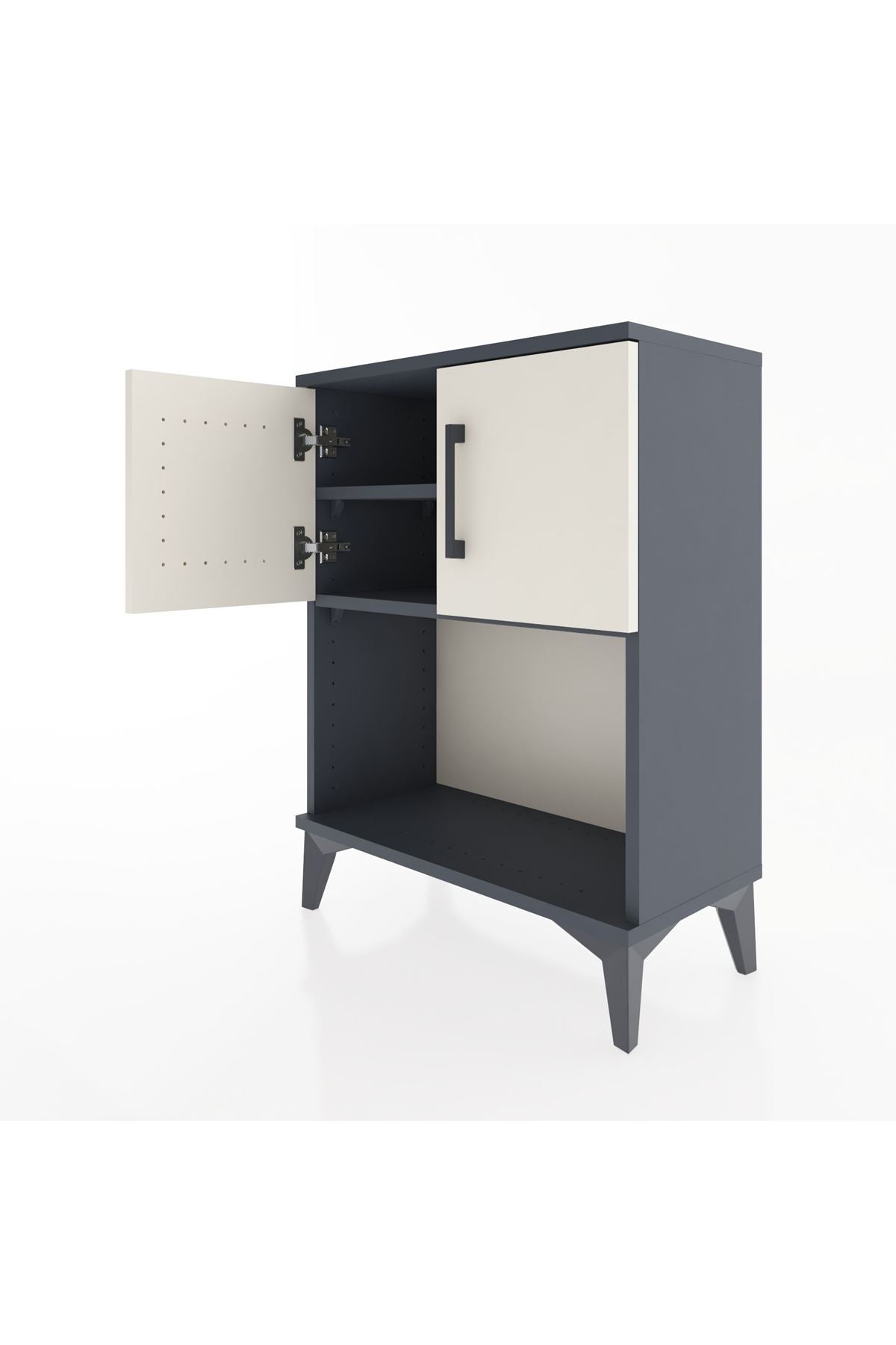 Arges Komodin 2 Raflı 2 Çekmeceli 2 Kapaklı 60x30x80 Antrasit-Aytaşı