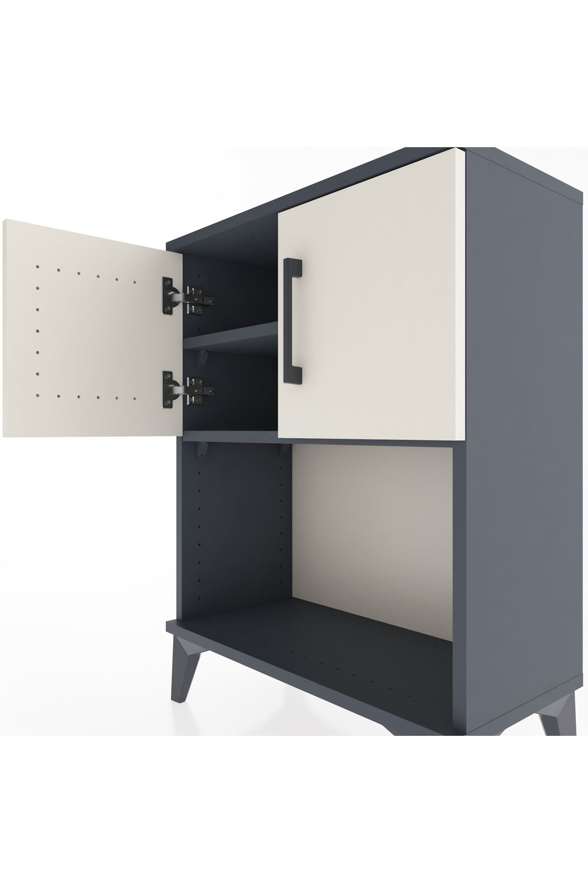 Arges Komodin 2 Raflı 2 Çekmeceli 2 Kapaklı 60x30x80 Antrasit-Aytaşı