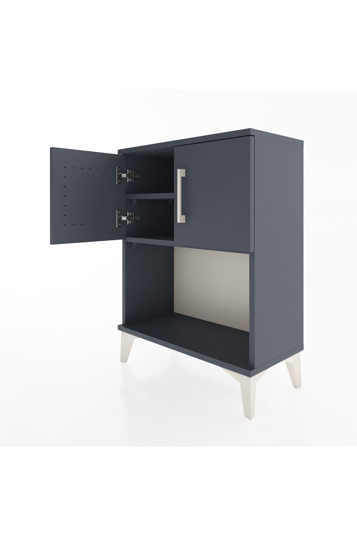 Arges Komodin 2 Raflı 2 Çekmeceli 2 Kapaklı 60x30x80 Antrasit-Antrasit