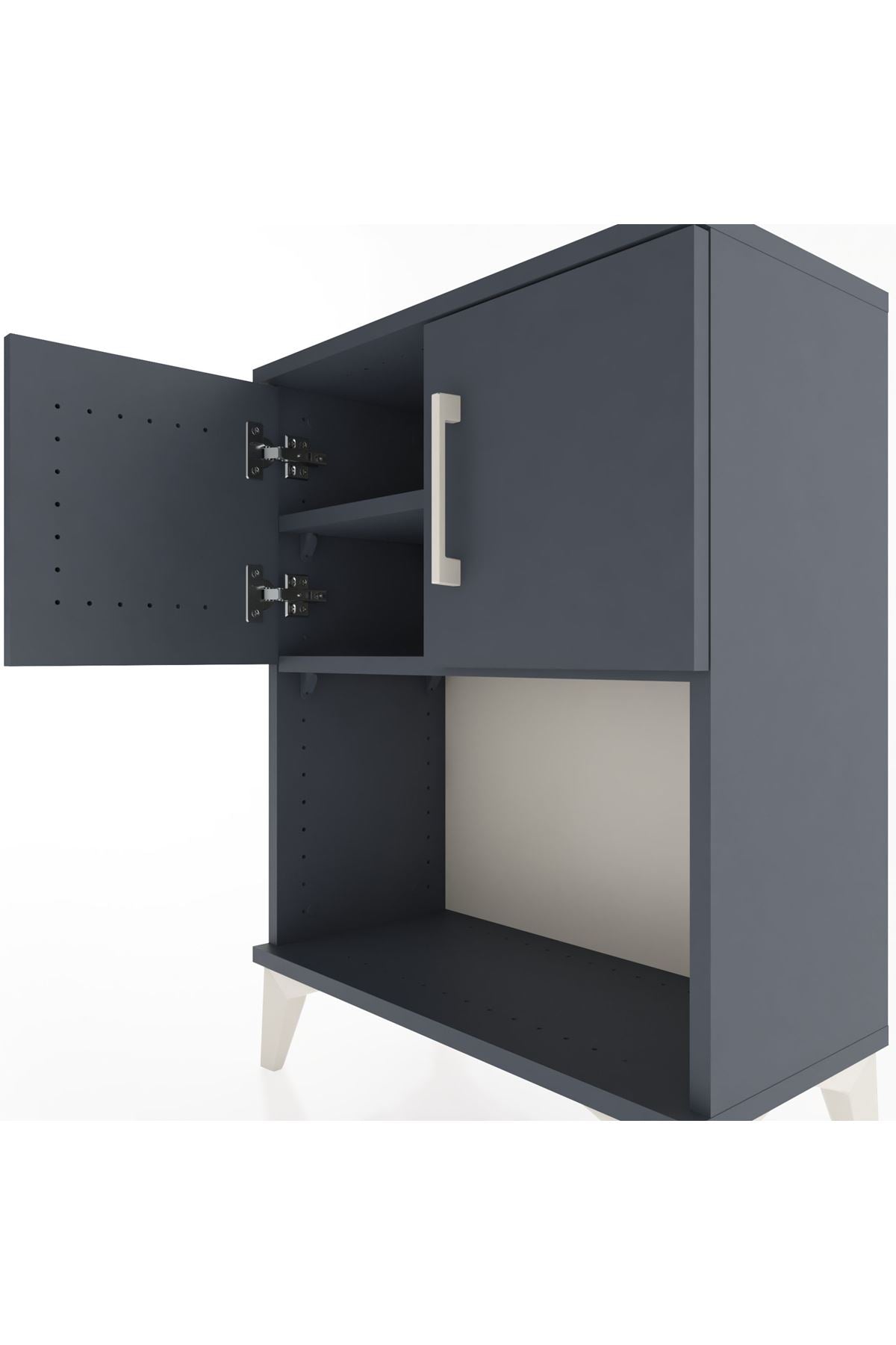 Arges Komodin 2 Raflı 2 Çekmeceli 2 Kapaklı 60x30x80 Antrasit-Antrasit