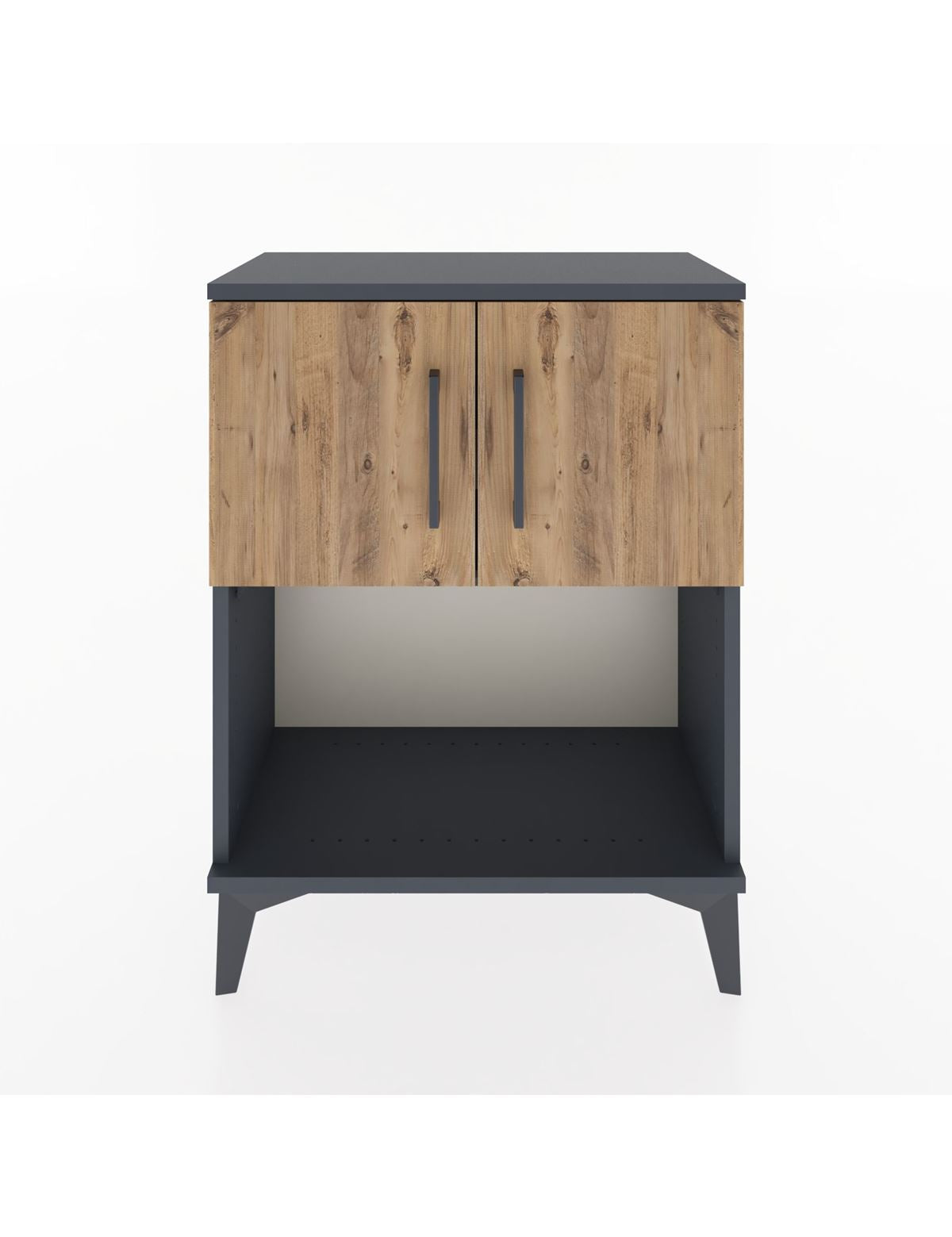 Arges Komodin 2 Raflı 2 Çekmeceli 2 Kapaklı 60x30x80 Antrasit-Çam