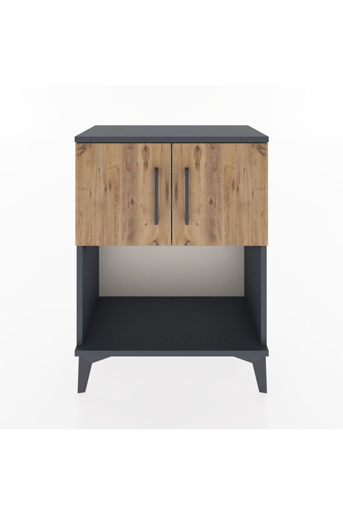 Arges Komodin 2 Raflı 2 Çekmeceli 2 Kapaklı 60x30x80 Antrasit-Çam