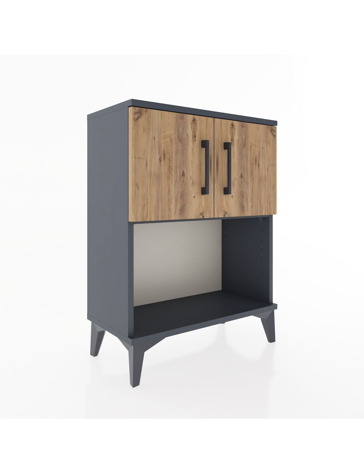 Arges Komodin 2 Raflı 2 Çekmeceli 2 Kapaklı 60x30x80 Antrasit-Çam