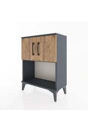 Arges Komodin 2 Raflı 2 Çekmeceli 2 Kapaklı 60x30x80 Antrasit-Çam