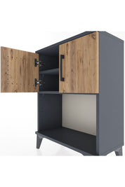 Arges Komodin 2 Raflı 2 Çekmeceli 2 Kapaklı 60x30x80 Antrasit-Çam