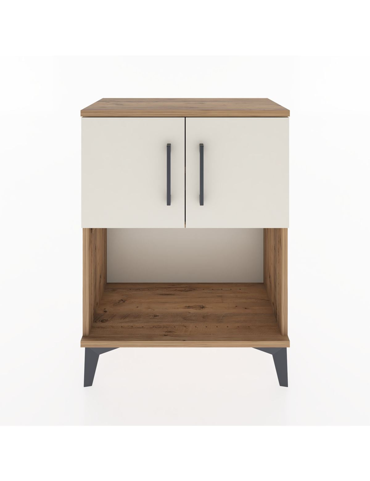 Arges Komodin 2 Raflı 2 Çekmeceli 2 Kapaklı 60x30x80 Çam-Aytaşı