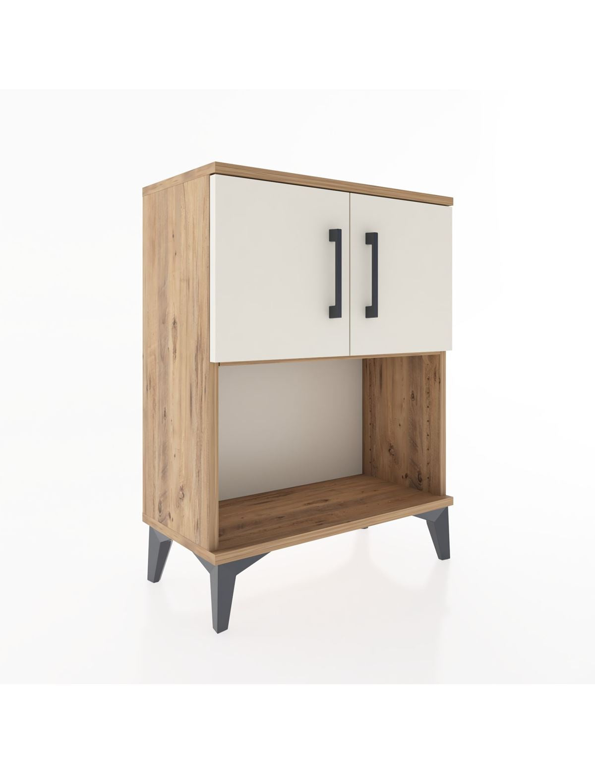 Arges Komodin 2 Raflı 2 Çekmeceli 2 Kapaklı 60x30x80 Çam-Aytaşı