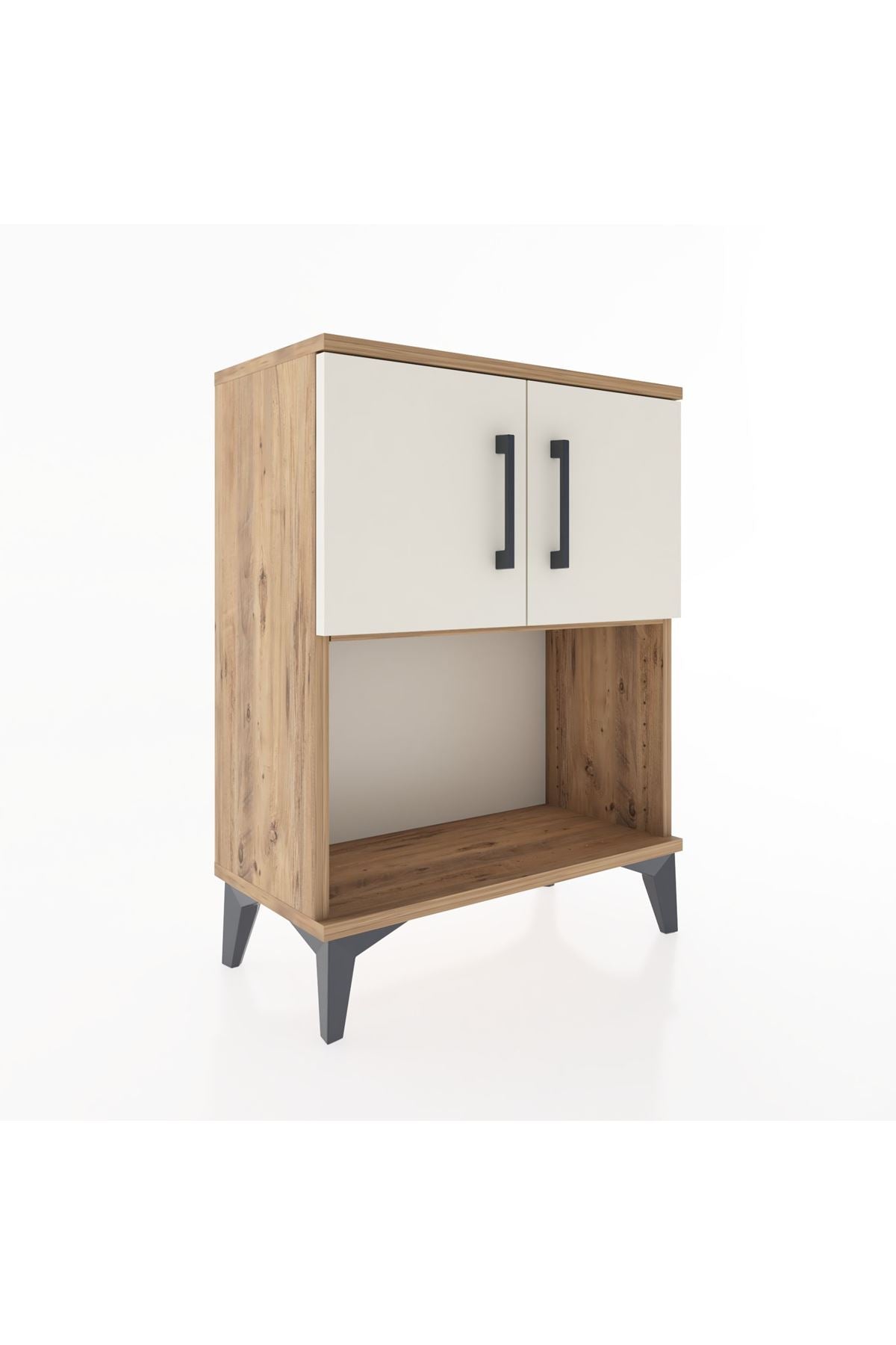 Arges Komodin 2 Raflı 2 Çekmeceli 2 Kapaklı 60x30x80 Çam-Aytaşı