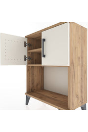 Arges Komodin 2 Raflı 2 Çekmeceli 2 Kapaklı 60x30x80 Çam-Aytaşı