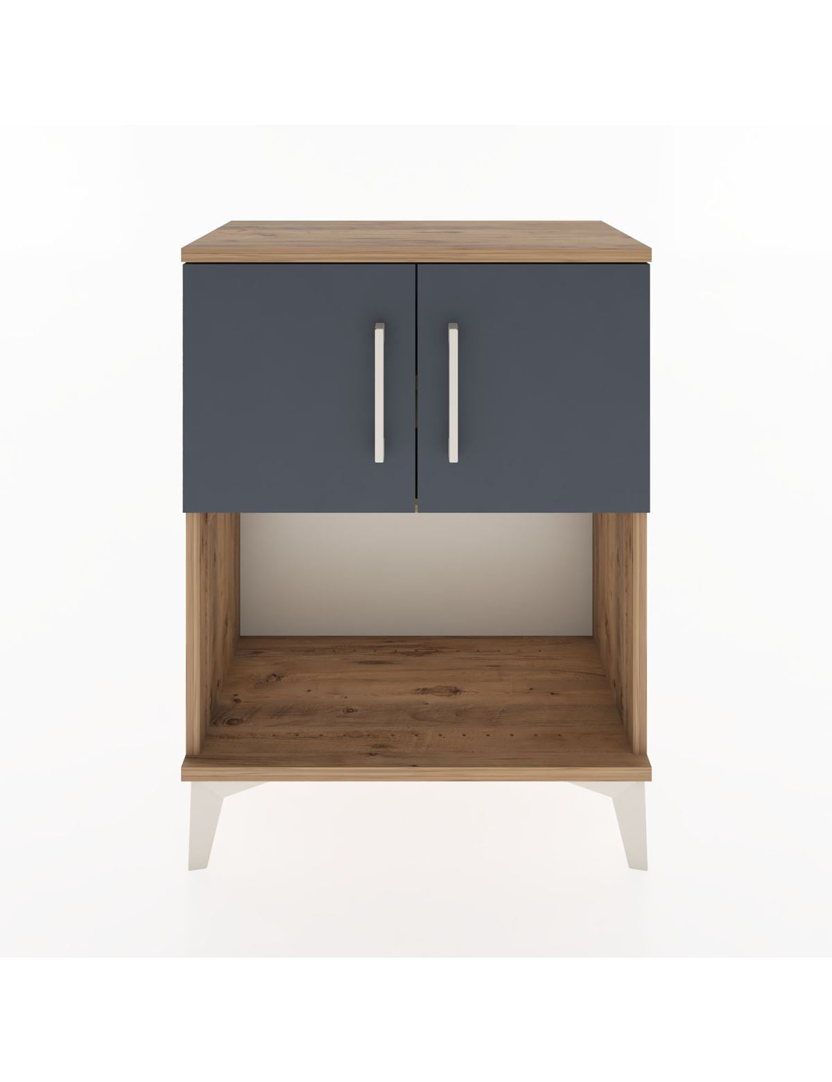 Arges Komodin 2 Raflı 2 Çekmeceli 2 Kapaklı 60x30x80 Çam-Antrasit