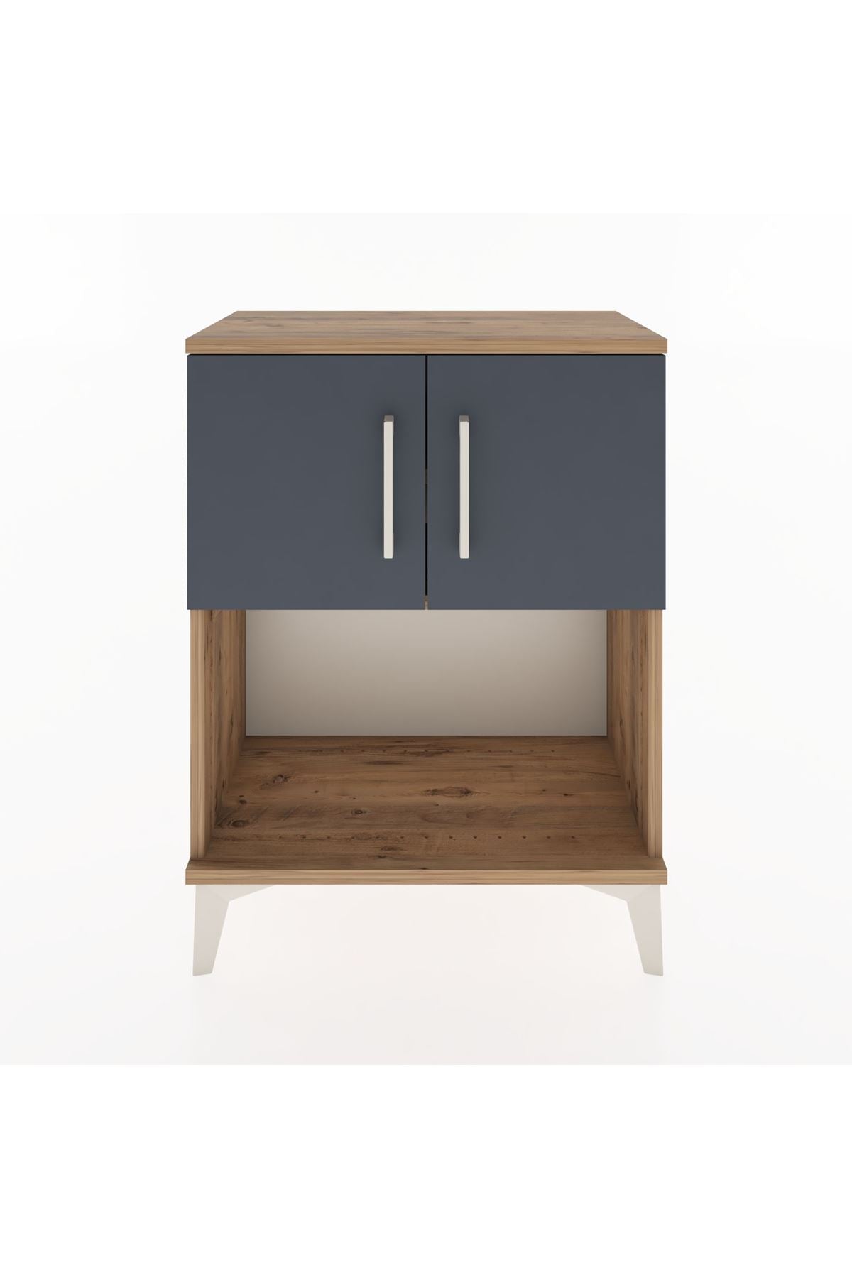 Arges Komodin 2 Raflı 2 Çekmeceli 2 Kapaklı 60x30x80 Çam-Antrasit