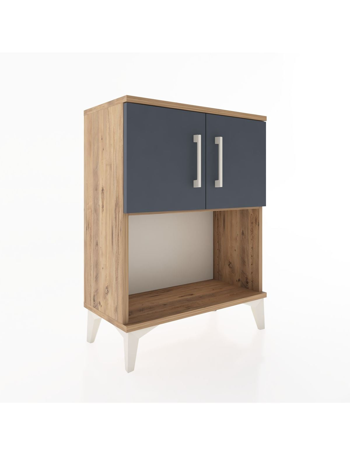 Arges Komodin 2 Raflı 2 Çekmeceli 2 Kapaklı 60x30x80 Çam-Antrasit