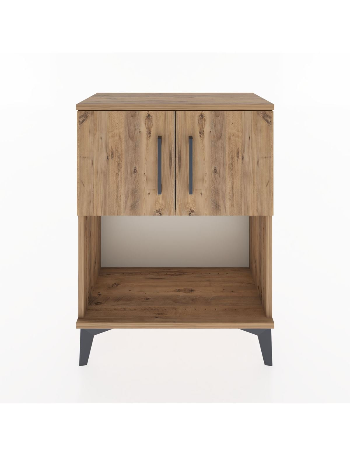 Arges Komodin 2 Raflı 2 Çekmeceli 2 Kapaklı 60x30x80 Çam-Çam